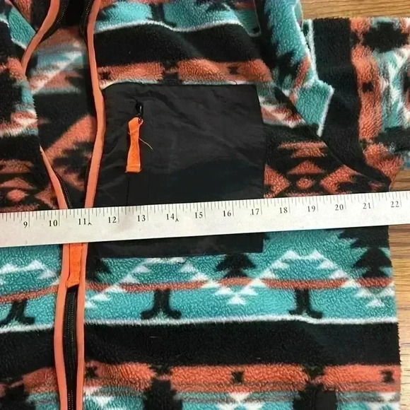 WESC Jacket Men's M Women’s L Blue Black Fleece Aztec Southwestern Full Zip - Picture 7 of 8